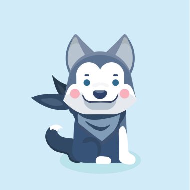 Sevimli çizgi Sibirya husky yavrusu pastel arka plan üzerinde.