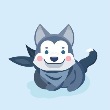 Sevimli çizgi Sibirya husky yavrusu pastel arka plan üzerinde.