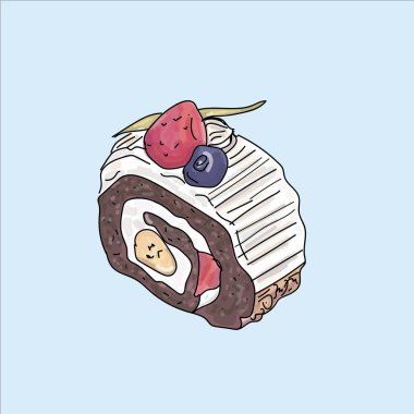 Pastel arka plan üzerinde izole pasta dilimi.