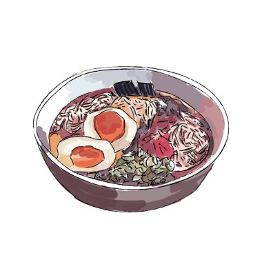 Ramen kase erişte vektör beyaz arka plan üzerinde.