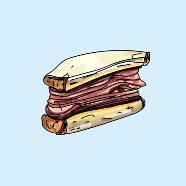 Pastel arka plan üzerinde sandviç illüstrasyon vektör.