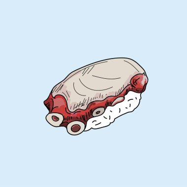 Suşi pastel arka plan üzerinde.