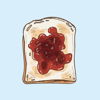 basit tost kahvaltı pastel arka plan üzerinde şirin illüstrasyon.