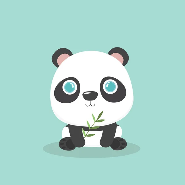 Vektor Illustration Von Niedlichen Kleinen Cartoon Panda Auf Pastell Hintergrund — Stockvektor