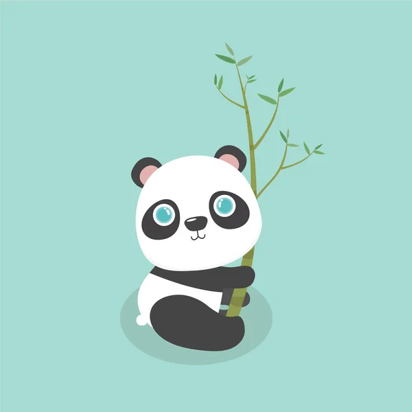 Ilustración Vectorial Lindo Panda Dibujos Animados Sobre Fondo Pastel — Vector de stock