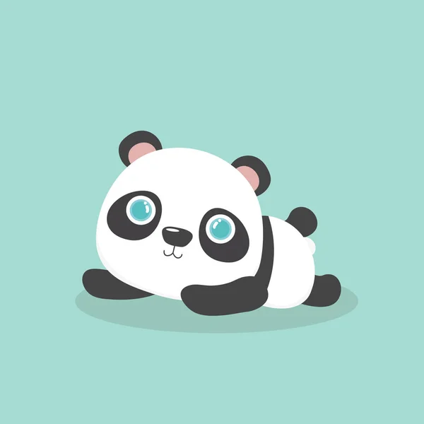 Vektor Illustration Von Niedlichen Kleinen Cartoon Panda Auf Pastell Hintergrund — Stockvektor