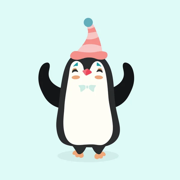 Vectorillustratie Van Een Pinguïn Pastel Achtergrond — Stockvector