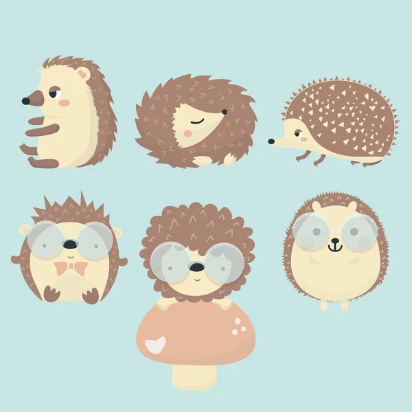 Vector Set Porcupine — Stock Vector