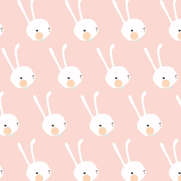 Nahtloses Muster Mit Niedlichen Weißen Kaninchen — Stockvektor