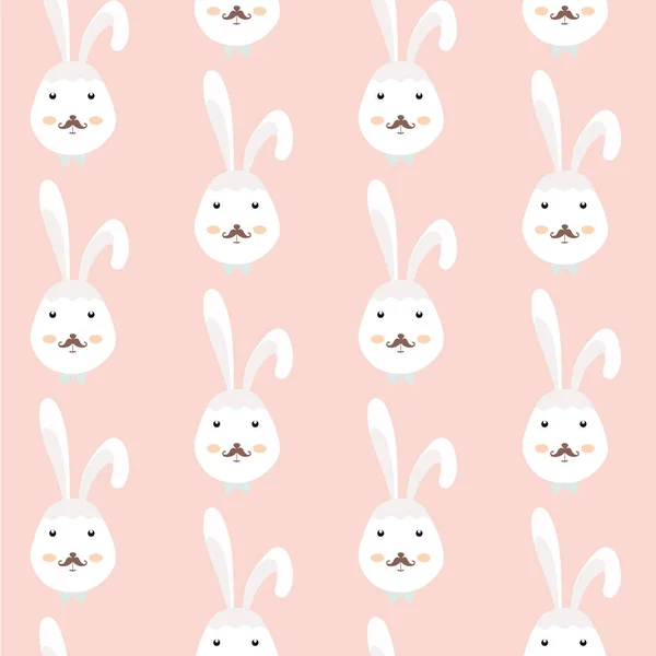 Patrón Sin Costuras Con Lindos Conejos Blancos — Vector de stock