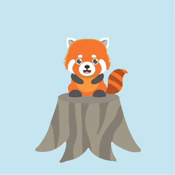 Vector Illustration Red Panda Cartoon Style Pastel Background — Stock Vector