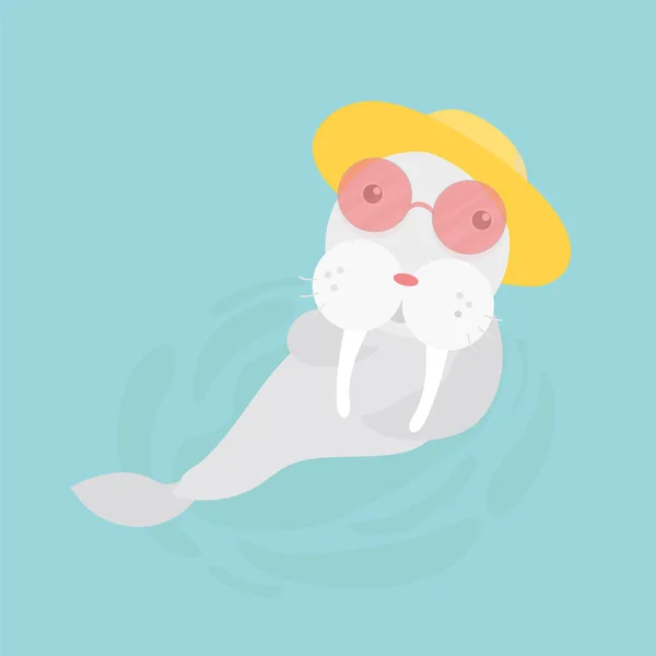 可爱的海狮子在柔和的背景 — 图库矢量图片
