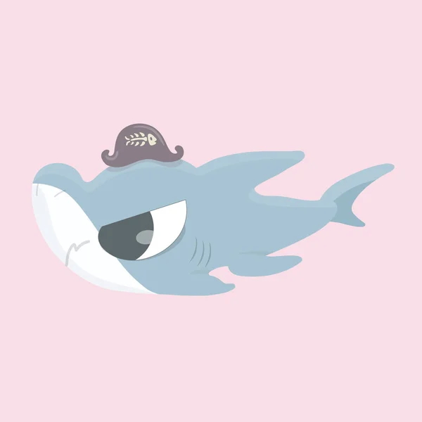 Cartoon Shark Vector Illustration Pastel Background — Stock Vector