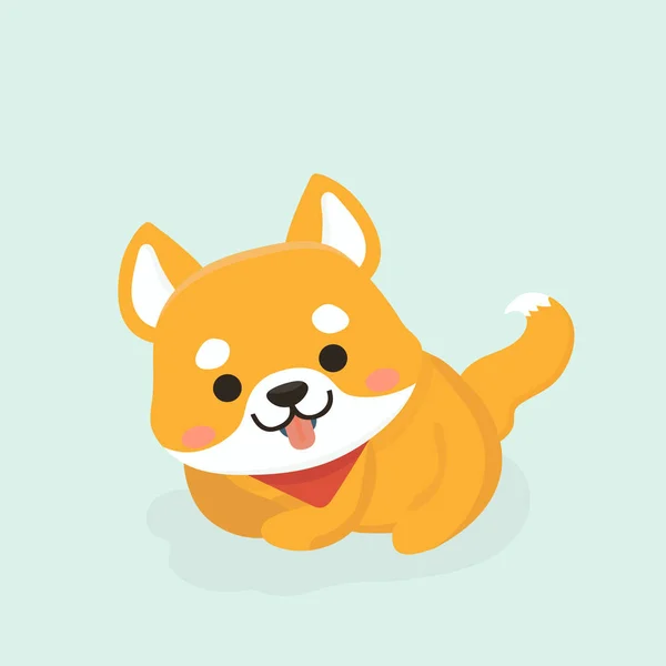 Vectorillustratie Van Schattige Shiba Inu Hond Pastel Achtergrond — Stockvector