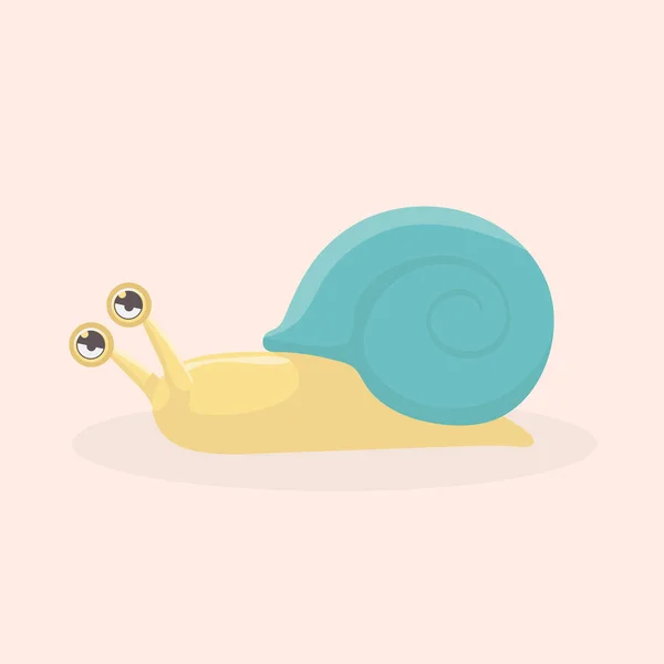 Cute Snail Cartoon Vector Isolated Pastel Background — Stock Vector