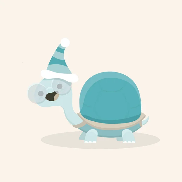 Lustig Und Niedlich Glücklich Schildkröte Auf Pastell Hintergrund — Stockvektor