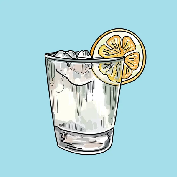 Illustrazione Disegnata Mano Cocktail Sfondo Pastello — Vettoriale Stock