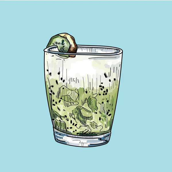 Hand Getekende Illustratie Van Cocktail Pastel Achtergrond — Stockvector