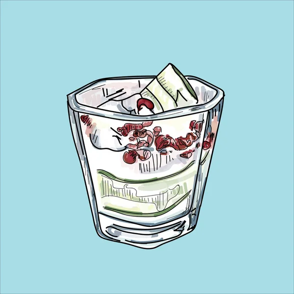 Illustrazione Disegnata Mano Cocktail Sfondo Pastello — Vettoriale Stock