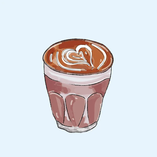 Illustrazione Vettoriale Del Caffè Disegnata Mano Isolata Sfondo Pastello — Vettoriale Stock
