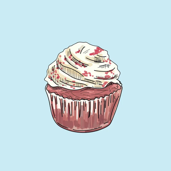 Magdalenas Vector Cupcake Sobre Fondo Pastel — Vector de stock