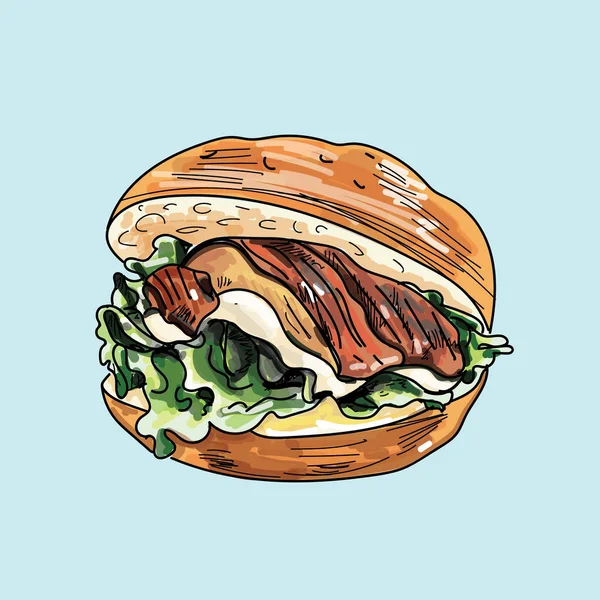 Wektor Rysunek Burger Tle Pastel — Wektor stockowy