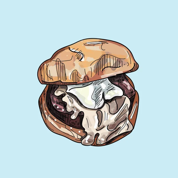 Vector Tekening Van Hamburger Pastel Achtergrond — Stockvector