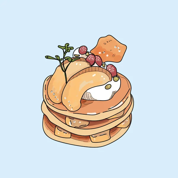 Vektorillustration Pannkakor Pastell Bakgrund — Stock vektor