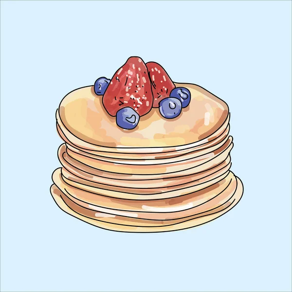 Vector Pancakes Illustration Pastel Background — Stock Vector
