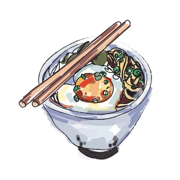 Ramen kase erişte vektör beyaz arka plan üzerinde.