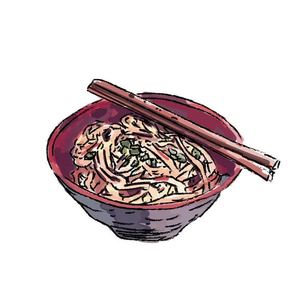 Ramen kase erişte vektör beyaz arka plan üzerinde.