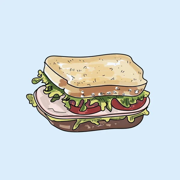 Vector Sandwich Illustration Pastel Background — Stock Vector