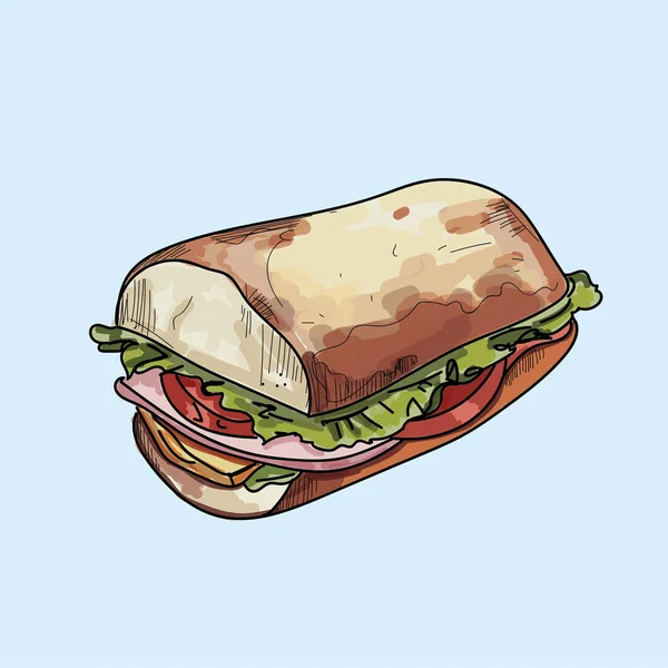 Vector Sandwich Illustrazione Sfondo Pastello — Vettoriale Stock