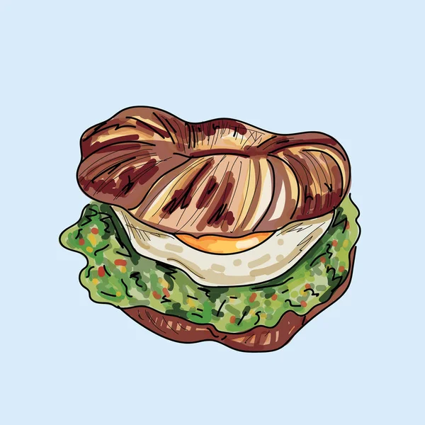 Vektor Sandwich Ilustrasi Pada Latar Belakang Pastel - Stok Vektor