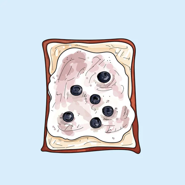 Ilustrasi Lucu Dari Roti Panggang Sederhana Sarapan Latar Belakang Pastel - Stok Vektor