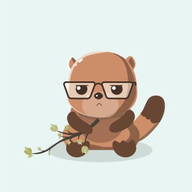 Komik karikatür kunduz pastel arka plan üzerinde.