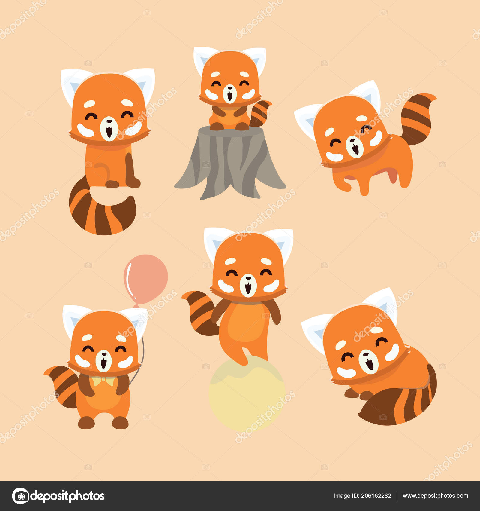 Cute Red Panda Pastel Background Animal Cartoon Design Stock Vector Image  by ©musicphone1 #206162282