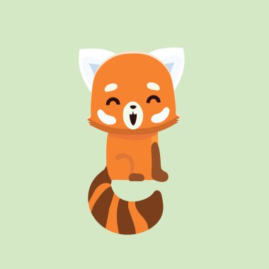 Red panda karikatür tarzı pastel arka plan üzerinde vektör çizim.