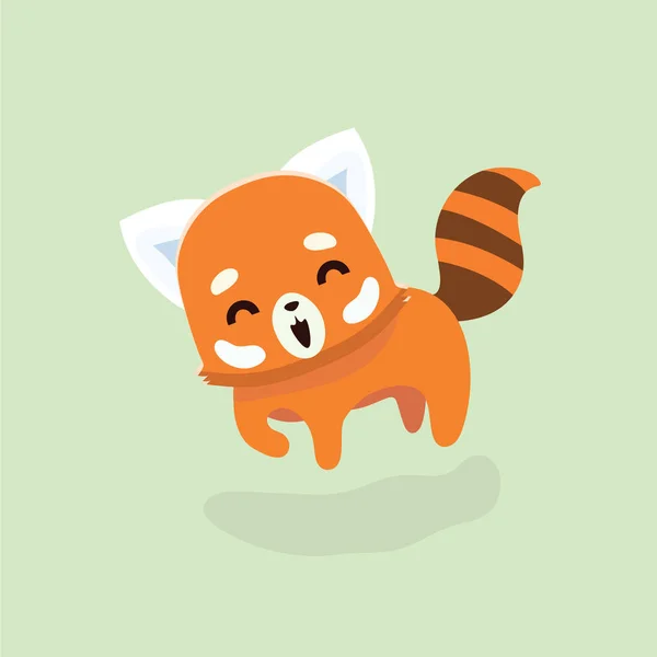 Vector Illustration Red Panda Cartoon Style Pastel Background — Stock Vector
