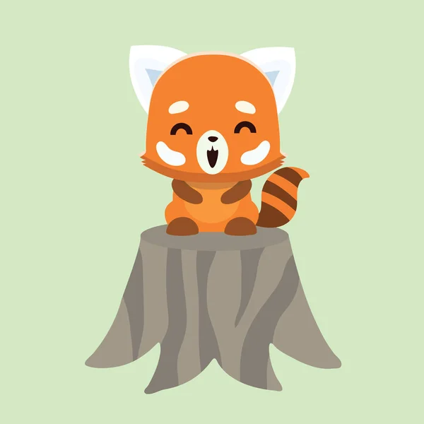 Ilustração Vetorial Estilo Desenho Animado Panda Vermelho Fundo Pastel — Vetor de Stock