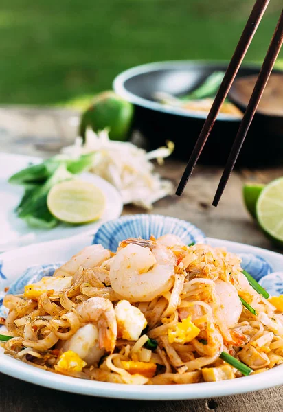 Cucina Thailandese Padthai Calda Padella — Foto Stock