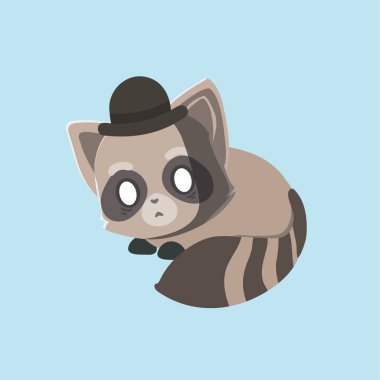 Pastel arka plan üzerinde şirin rakun.