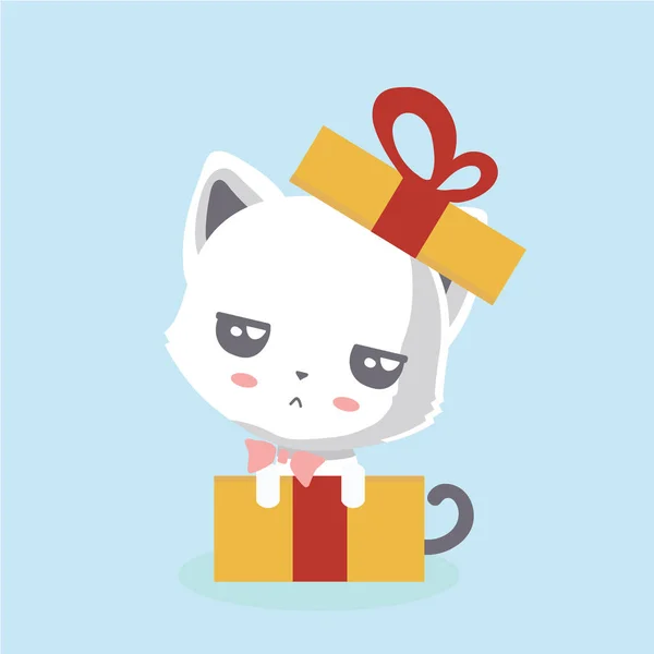 Niedliche Katze Illustration Auf Pastell Hintergrund — Stockvektor