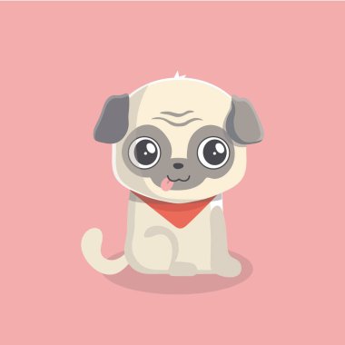 Sevimli köpek pug pastel arka plan üzerinde.