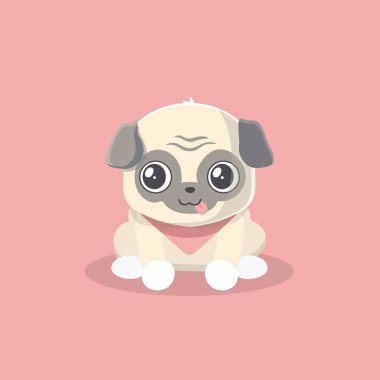 Sevimli köpek pug pastel arka plan üzerinde.