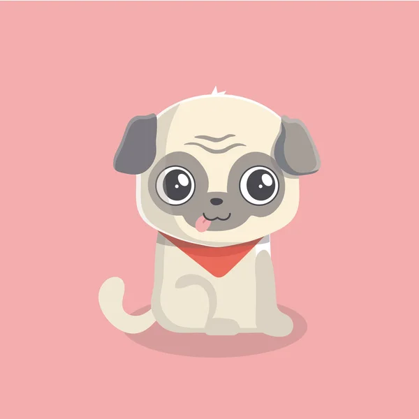 Schattige Puppy Pug Pastel Achtergrond — Stockvector