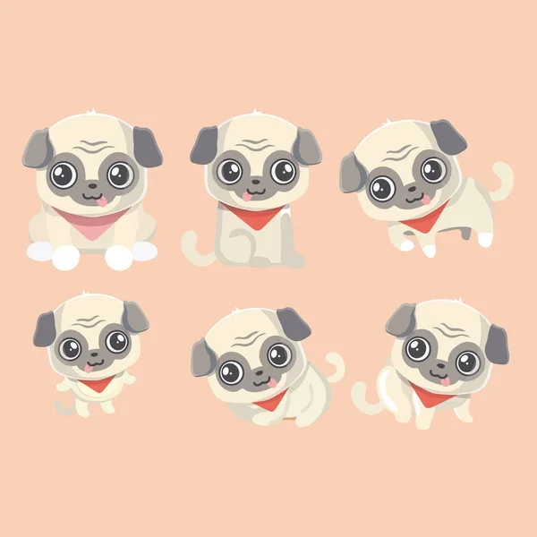 Pugs 강아지의 — 스톡 벡터