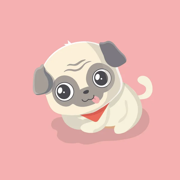 Lindo Cachorro Pug Sobre Fondo Pastel — Vector de stock