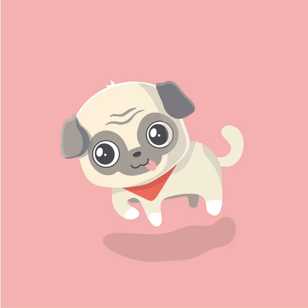 Schattige Puppy Pug Pastel Achtergrond — Stockvector