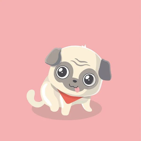 Schattige Puppy Pug Pastel Achtergrond — Stockvector